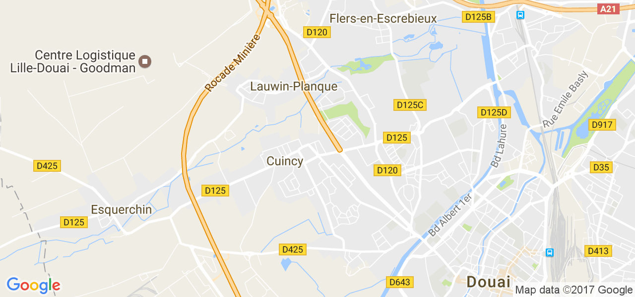 map de la ville de Cuincy