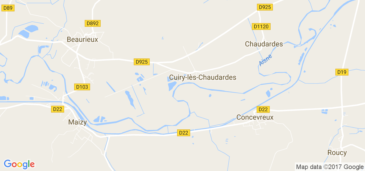 map de la ville de Cuiry-lès-Chaudardes