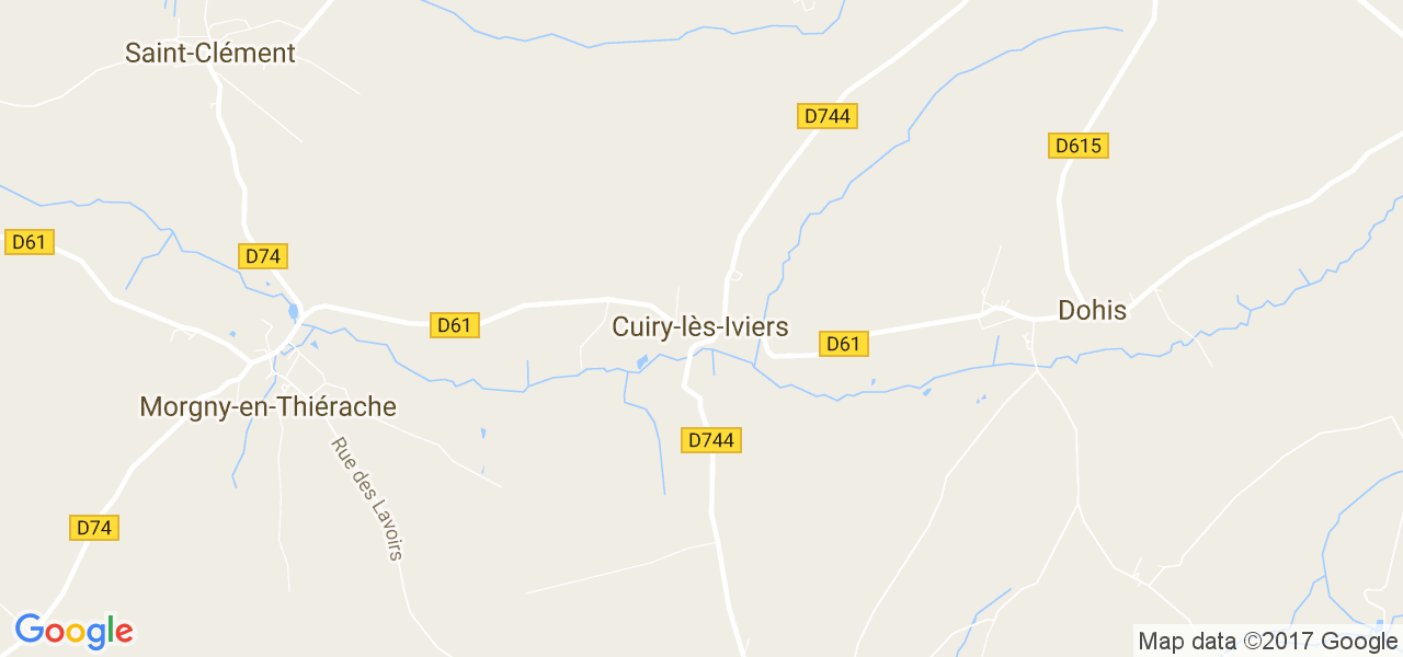 map de la ville de Cuiry-lès-Iviers