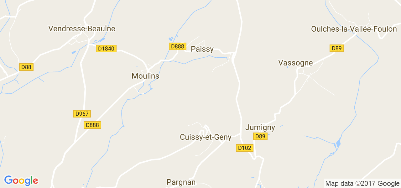 map de la ville de Cuissy-et-Geny