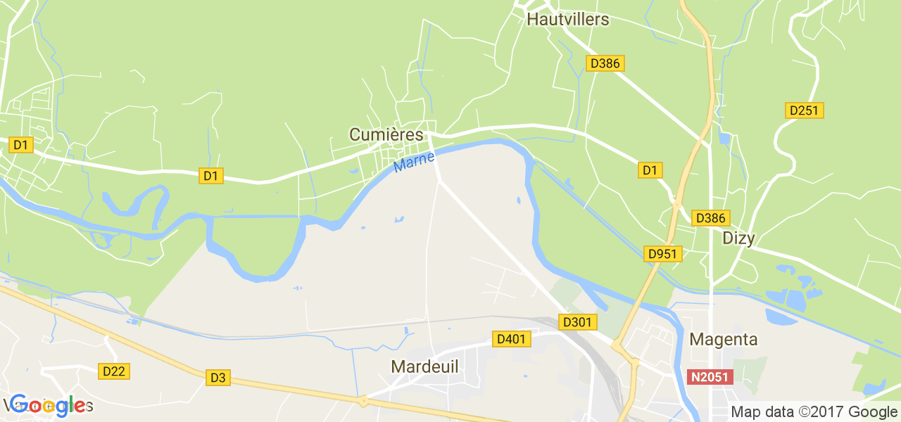 map de la ville de Cumières