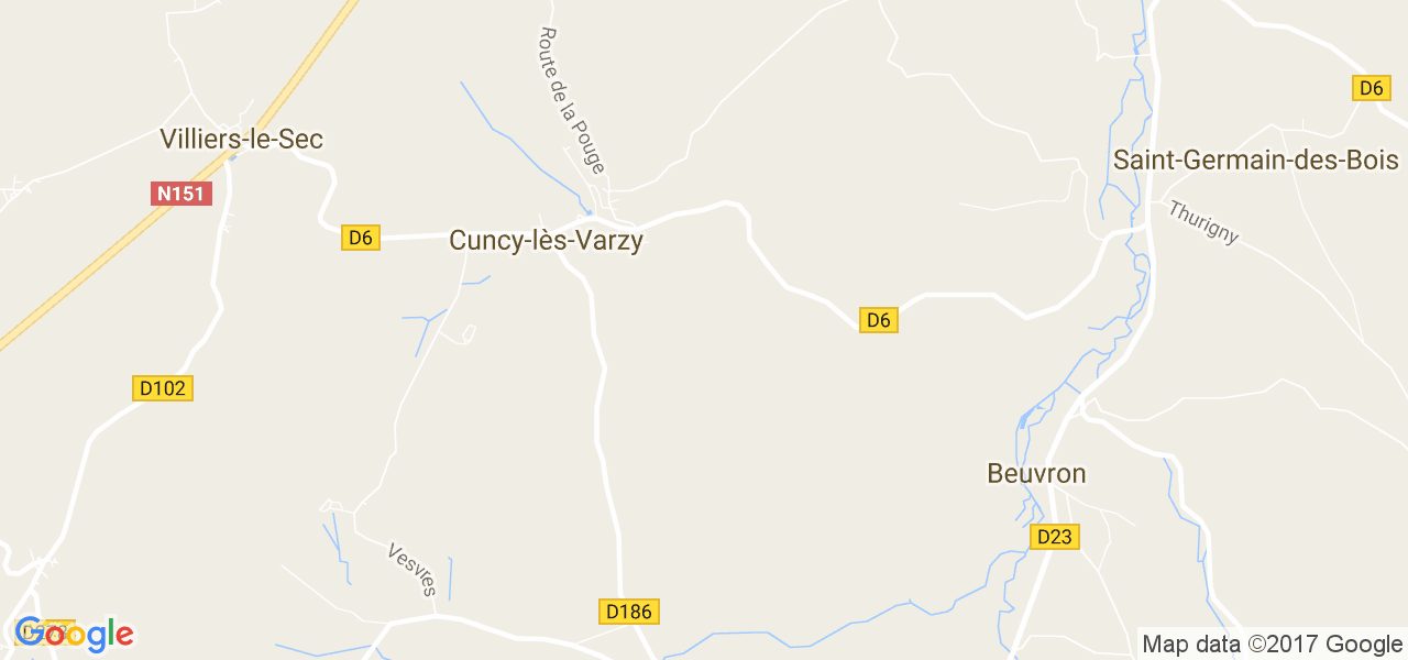 map de la ville de Cuncy-lès-Varzy