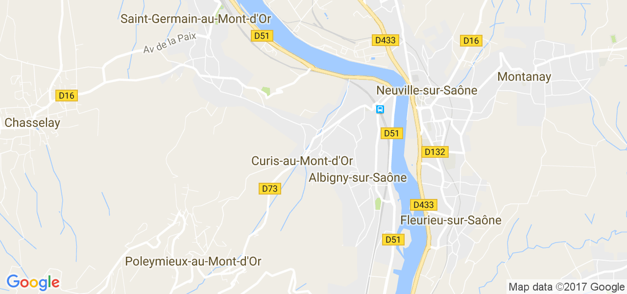 map de la ville de Curis-au-Mont-d'Or