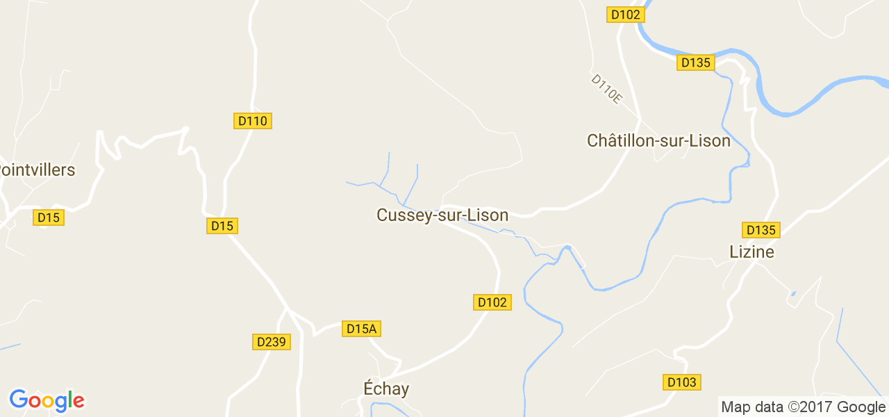 map de la ville de Cussey-sur-Lison