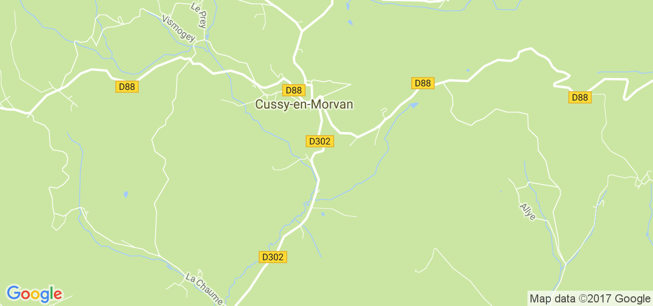 map de la ville de Cussy-en-Morvan