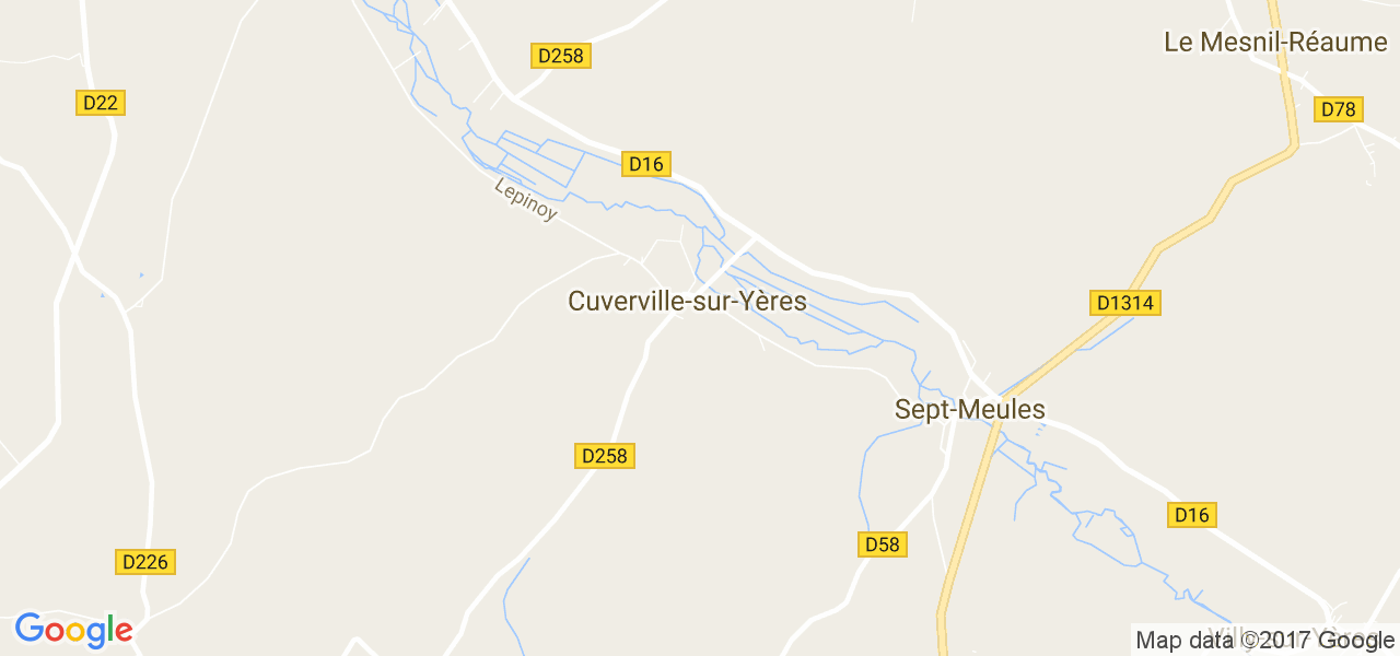 map de la ville de Cuverville-sur-Yères