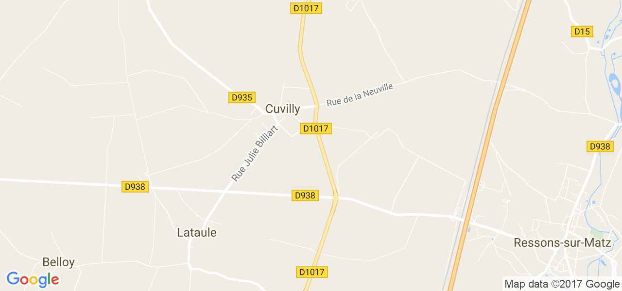 map de la ville de Cuvilly