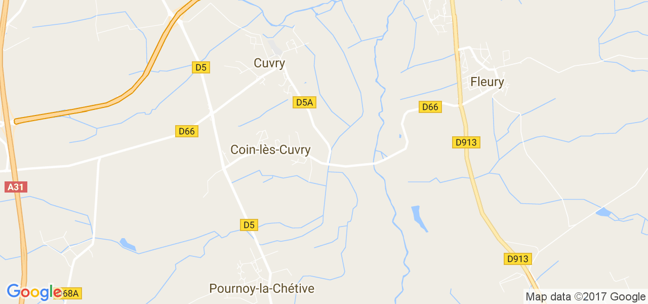 map de la ville de Cuvry