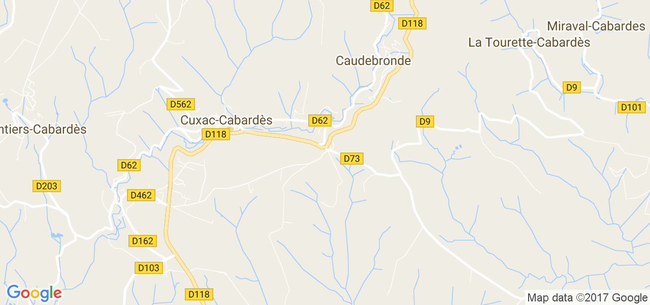 map de la ville de Cuxac-Cabardès