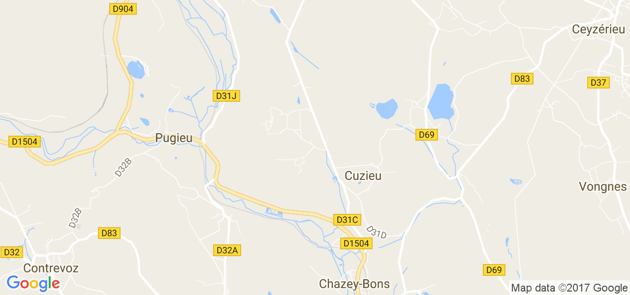 map de la ville de Cuzieu