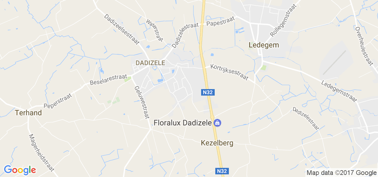 map de la ville de Dadizele