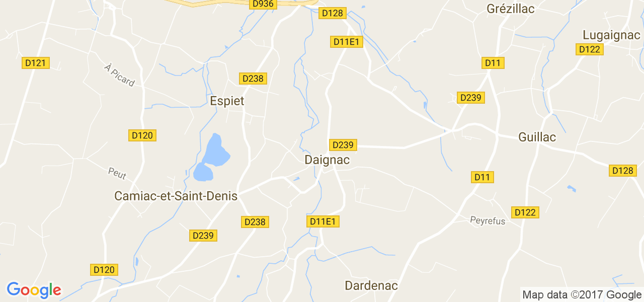 map de la ville de Daignac