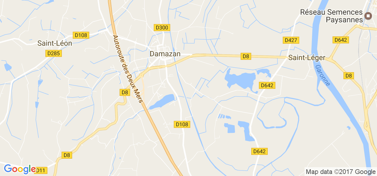 map de la ville de Damazan