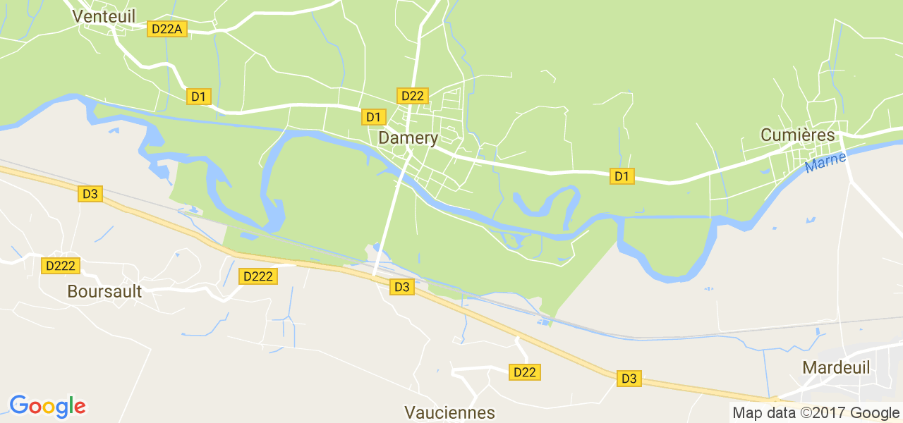 map de la ville de Damery