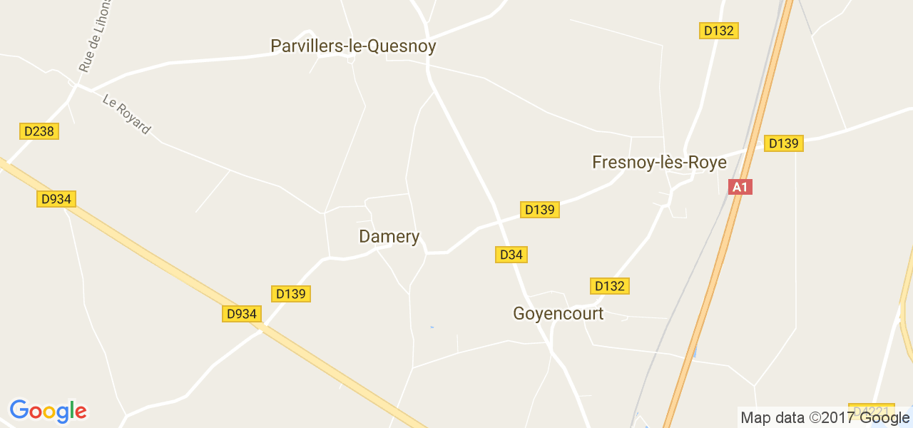 map de la ville de Damery