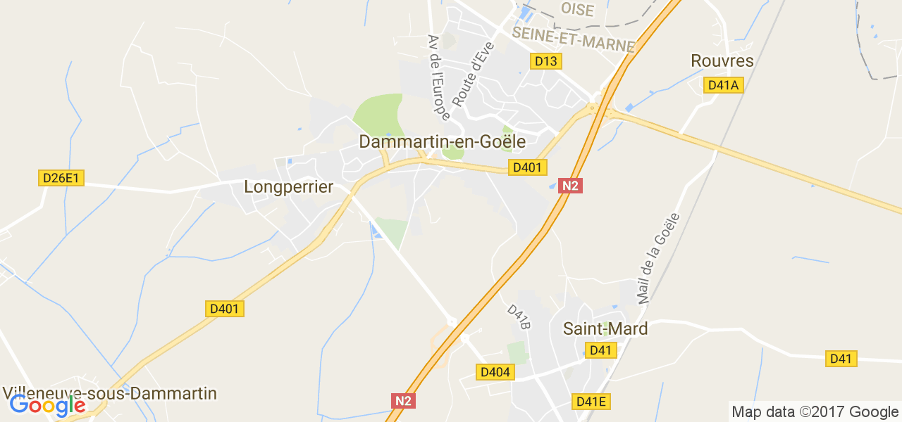 map de la ville de Dammartin-en-Goële