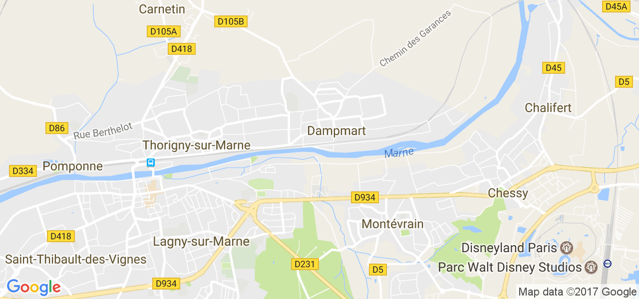 map de la ville de Dampmart