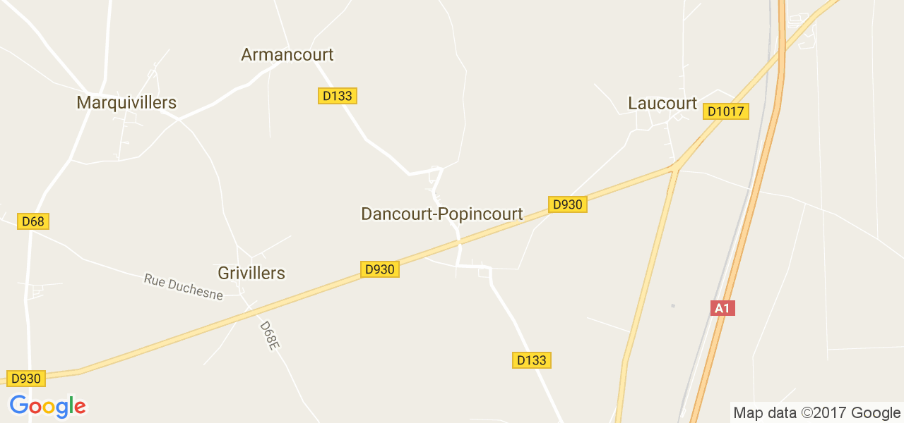 map de la ville de Dancourt-Popincourt