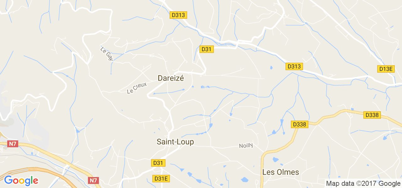 map de la ville de Dareizé