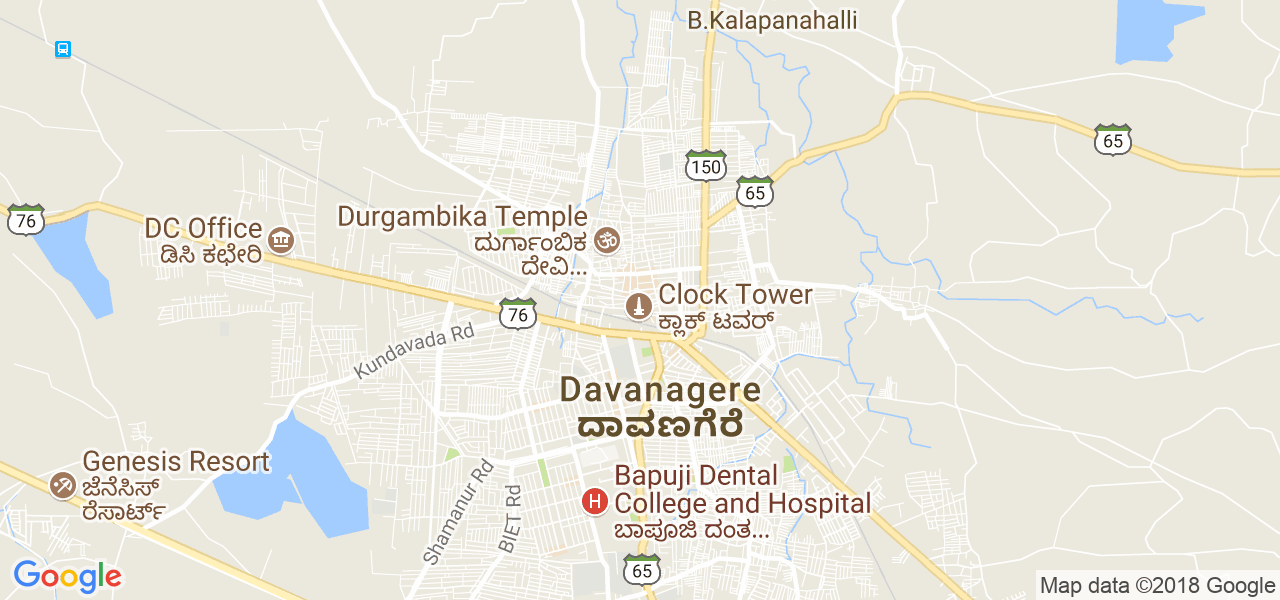 map of the city of Davangere