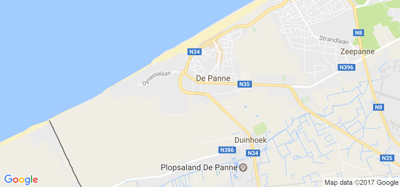 map de la ville de De Panne