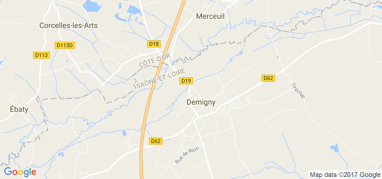 map de la ville de Demigny