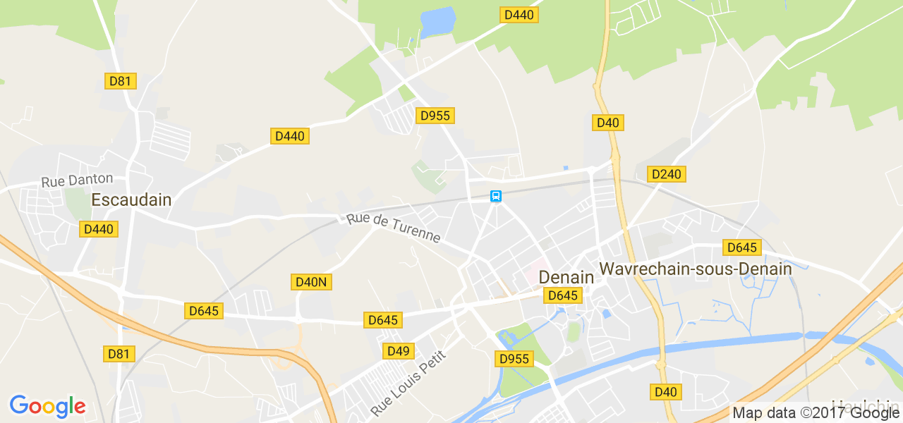 map de la ville de Denain