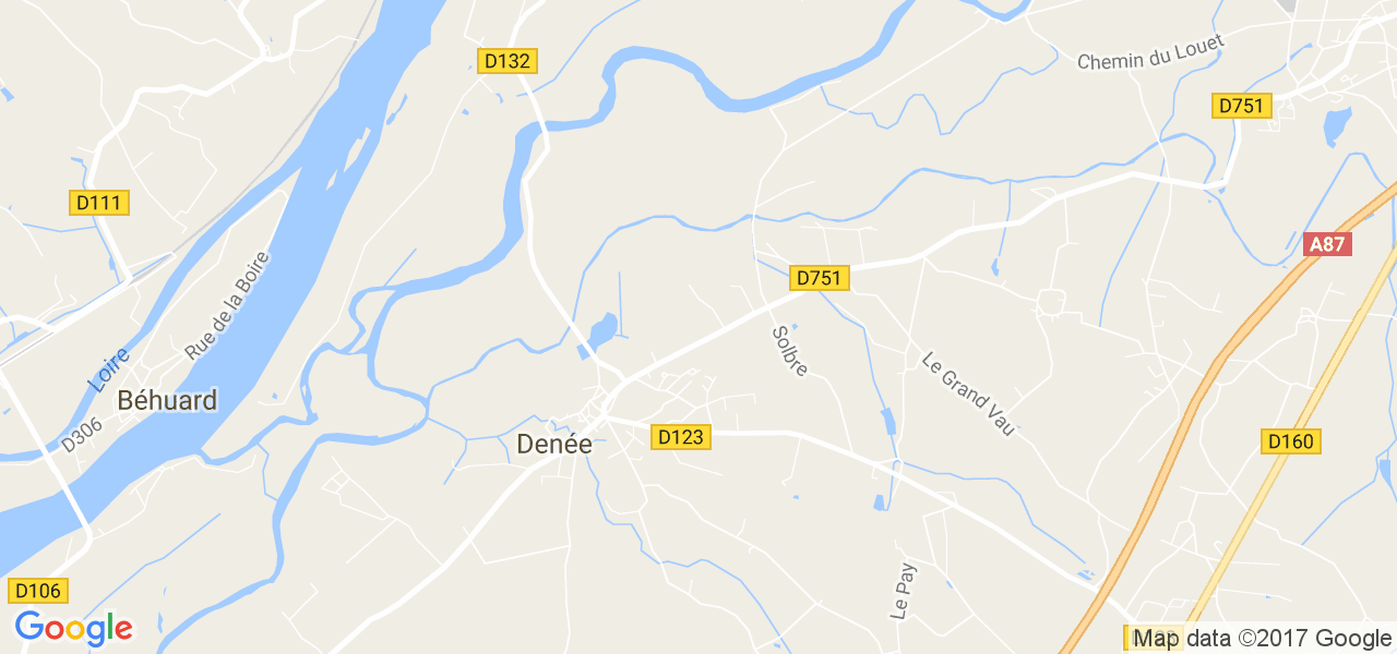 map de la ville de Denée