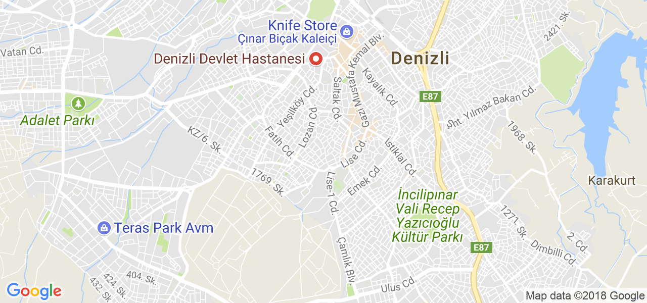 map of the city of Denizli