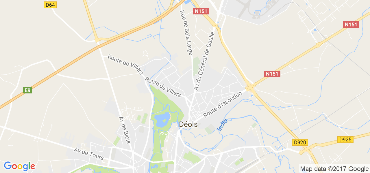 map de la ville de Déols