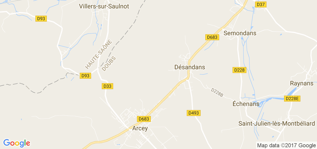 map de la ville de Désandans