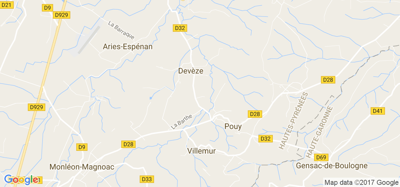 map de la ville de Devèze