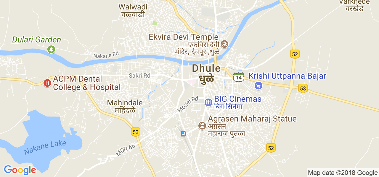 map of the city of Dhule