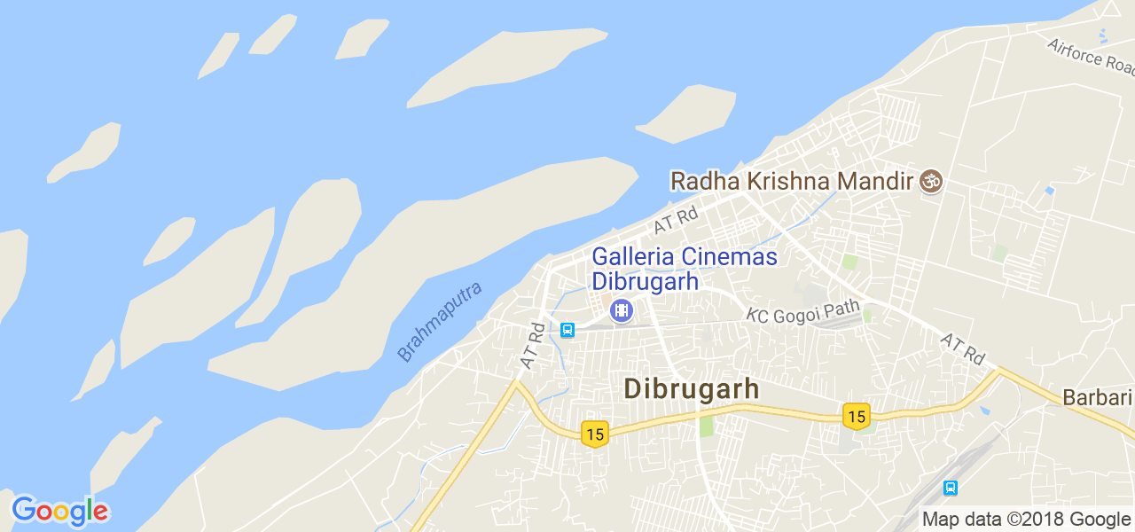 map of the city of Dibrugarh