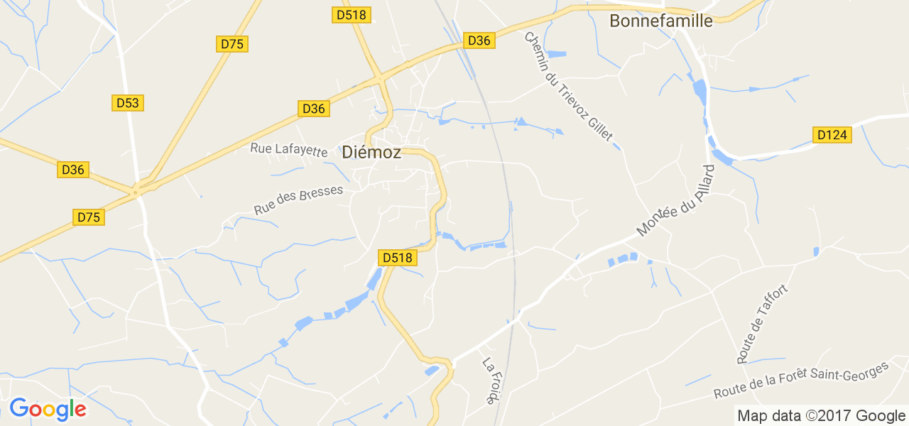 map de la ville de Diémoz