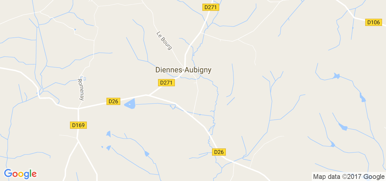 map de la ville de Diennes-Aubigny