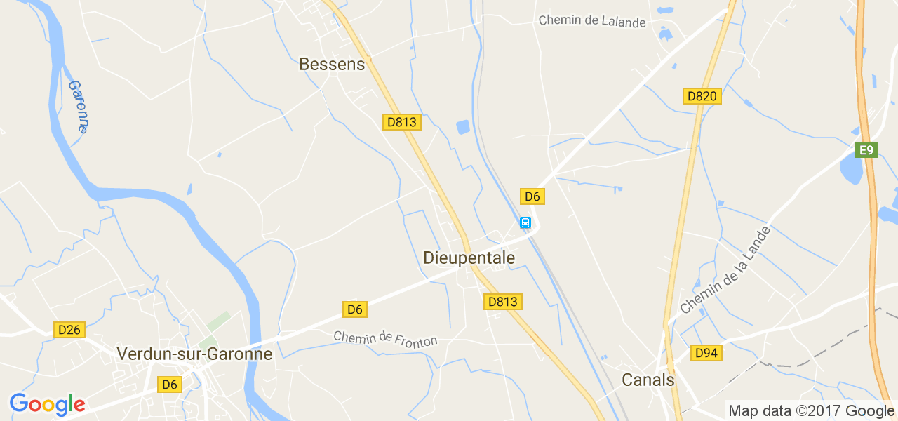 map de la ville de Dieupentale