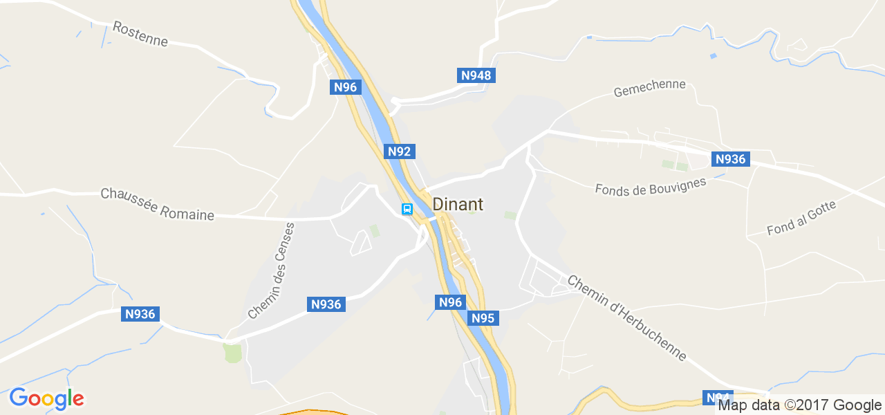 map de la ville de Dinant