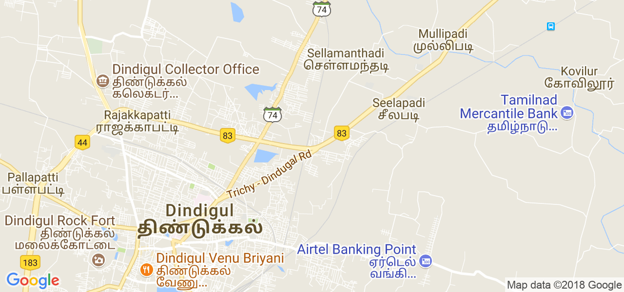 map of the city of Dindigul