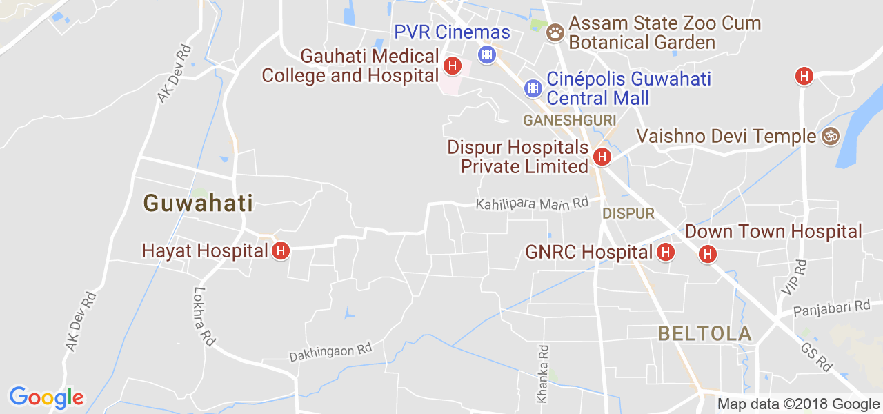 map of the city of Dispur