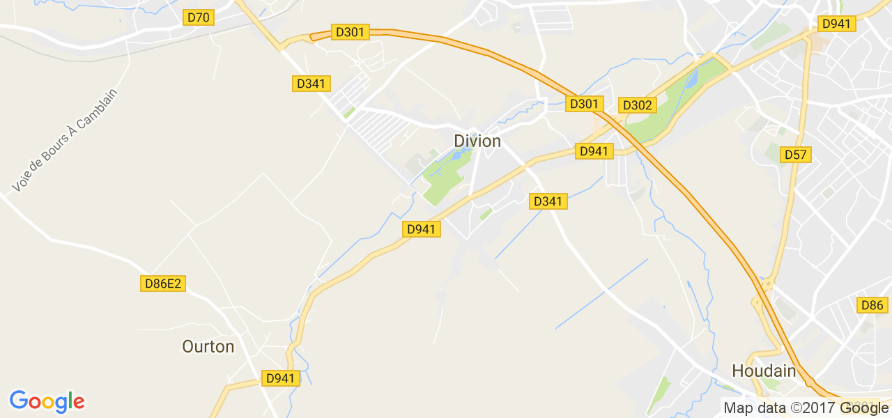 map de la ville de Divion