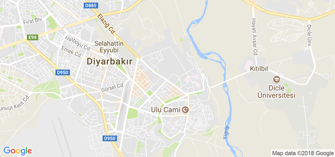 map of the city of Diyarbakir