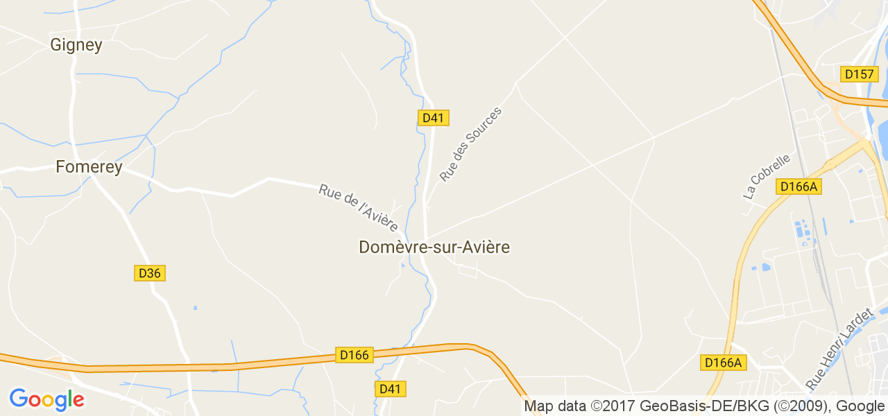 map de la ville de Domèvre-sur-Avière