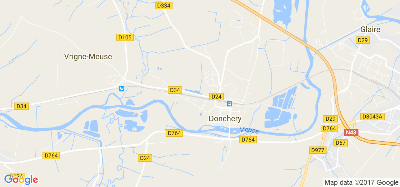 map de la ville de Donchery