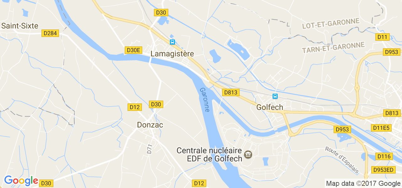 map de la ville de Donzac