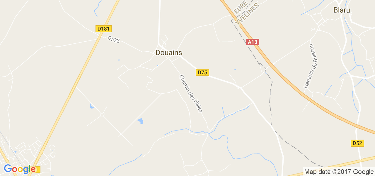 map de la ville de Douains