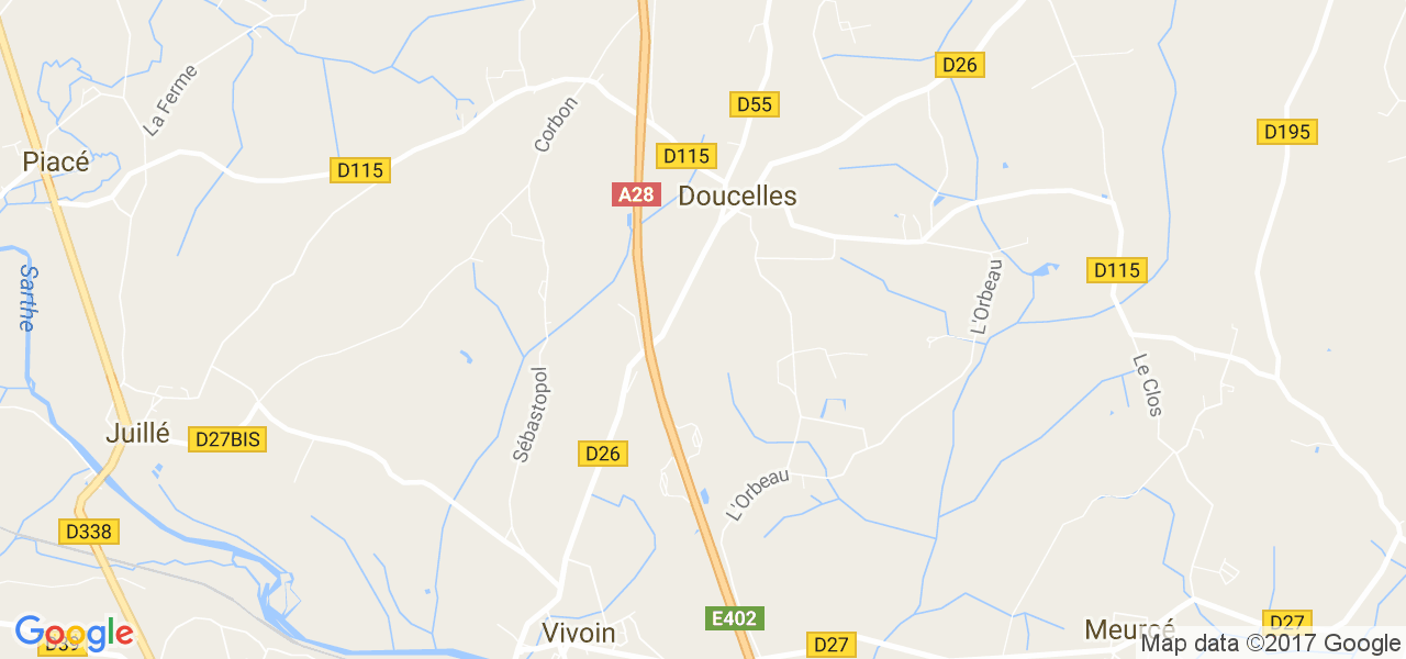 map de la ville de Doucelles