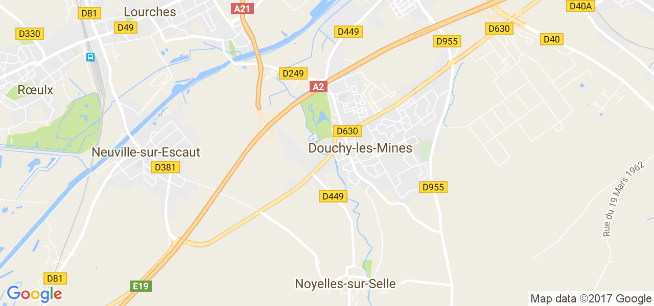 map de la ville de Douchy-les-Mines