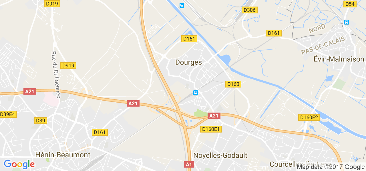 map de la ville de Dourges