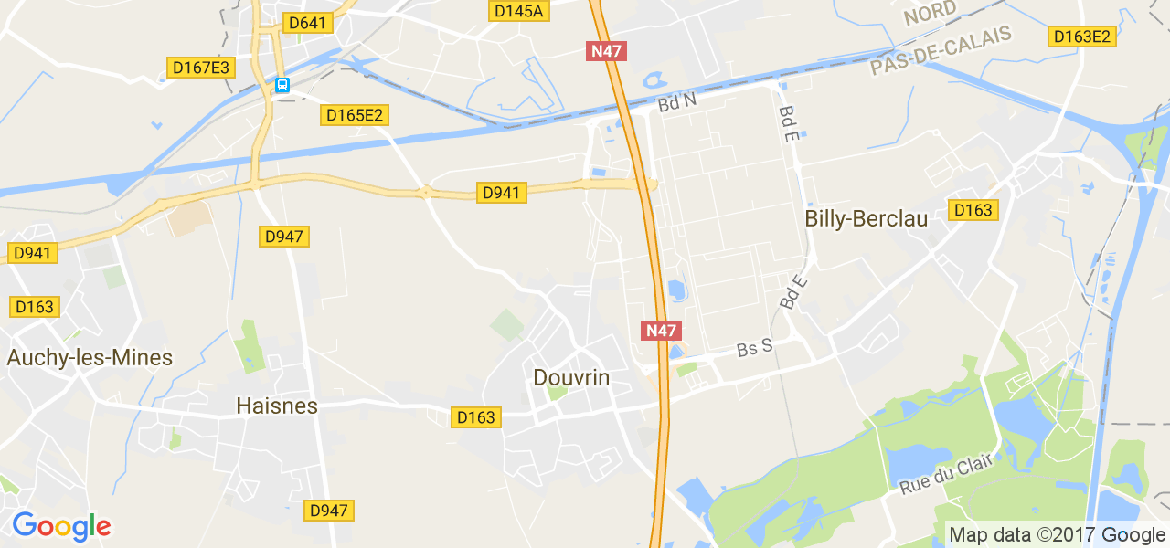 map de la ville de Douvrin